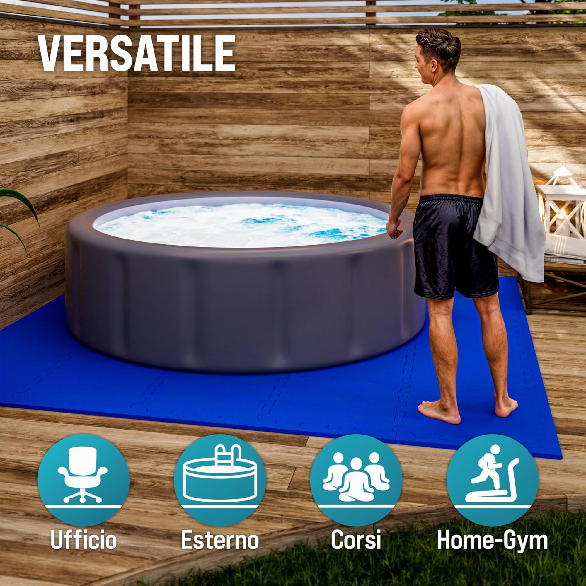 MONZANA Tappetino Fitness Tappeto da Ginnastica a Puzzle 16 Pezzi 180x180cm 3,24m² Sistema ad Incastro Palestra Protezione Pavimento in Gomma EVA Tappetini Sport Yoga Allenamento