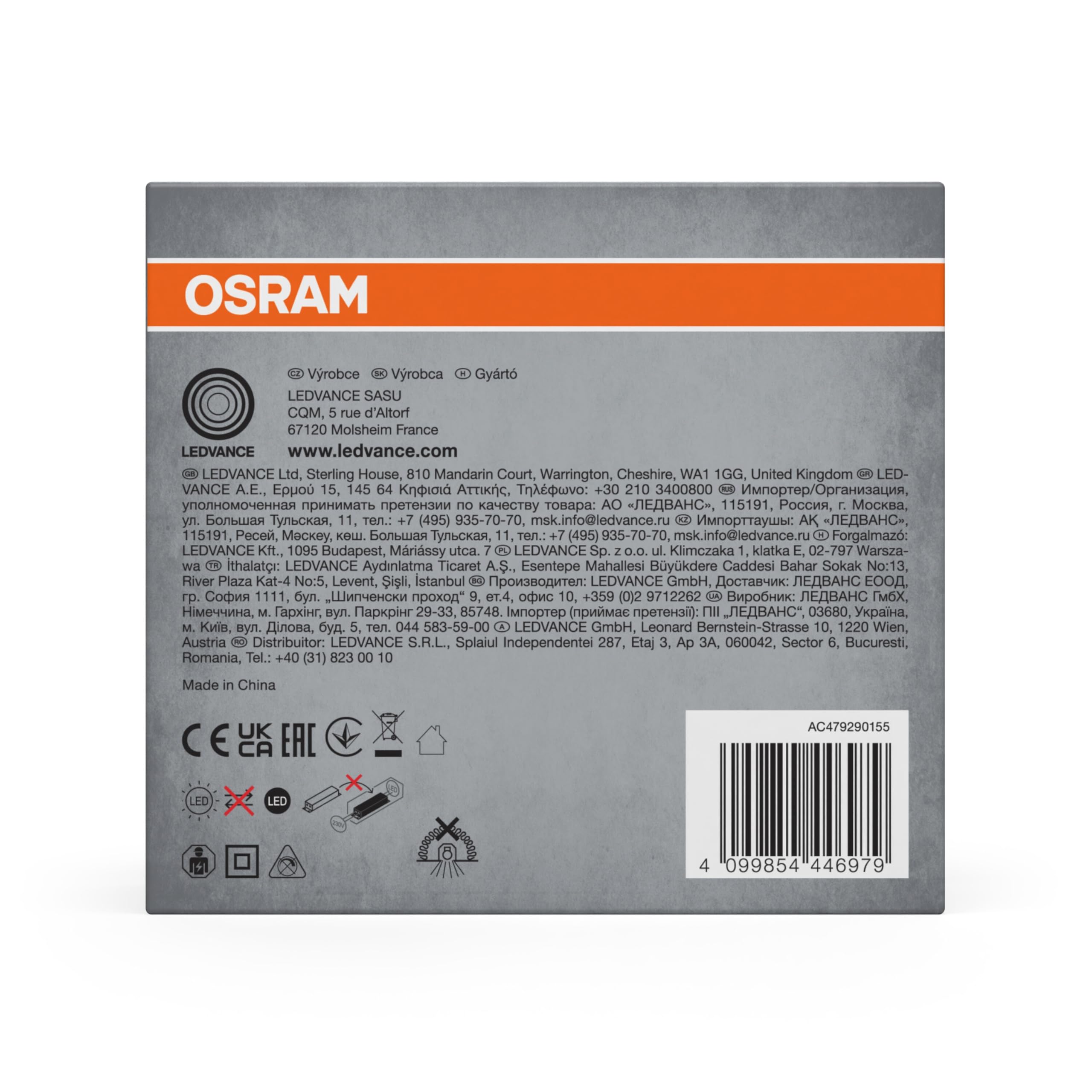 OSRAM Downlight empotrable SPOT TWIST, blanco, 10W, 800lm, 830 WT, 93mm de diámetro, color de luz blanco cálido, hasta un 90% de ahorro de energía en comparación con los downlights halógenos, fácil