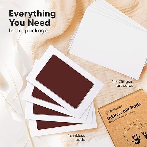 Miniatura 3 de Kit de 4 huellas y manos sin tinta, almohadilla de tinta para manos y huellas del bebé, kit de impresión de huellas de perro, kit de impresión de