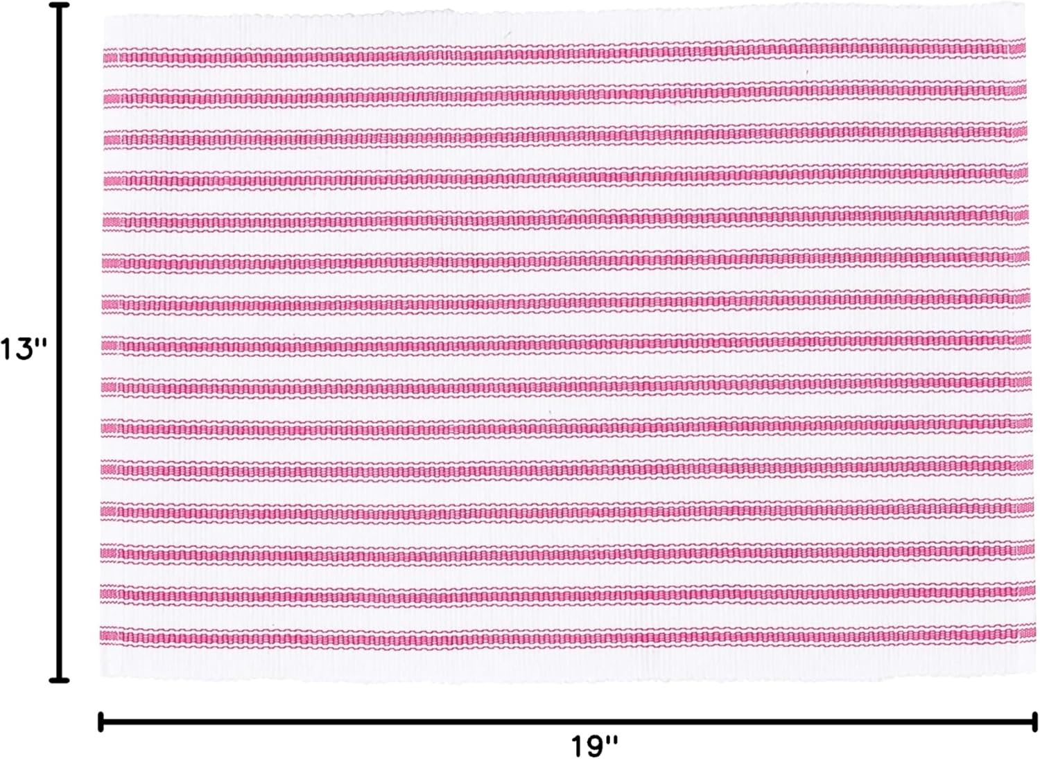 C&F Home Ticking Stripe 13'' X 19'' Fuchsia Cotton Reversible Machine Washable Placemat Set of 6 Rectangular Placemat Set of 6 Fuchsia