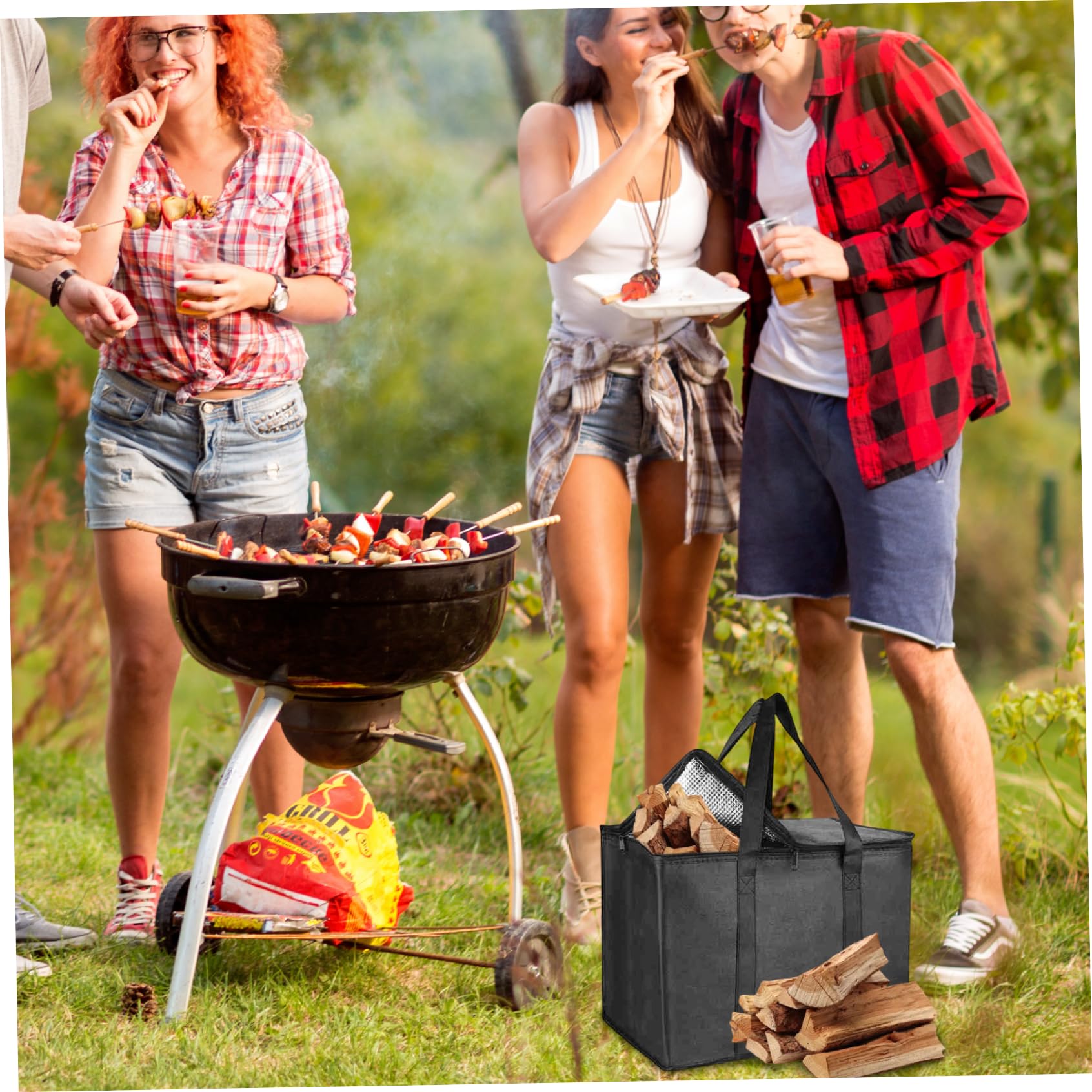Sac de rangement à granulés en bois 2pcs étanche avec poignée pour barbecue
