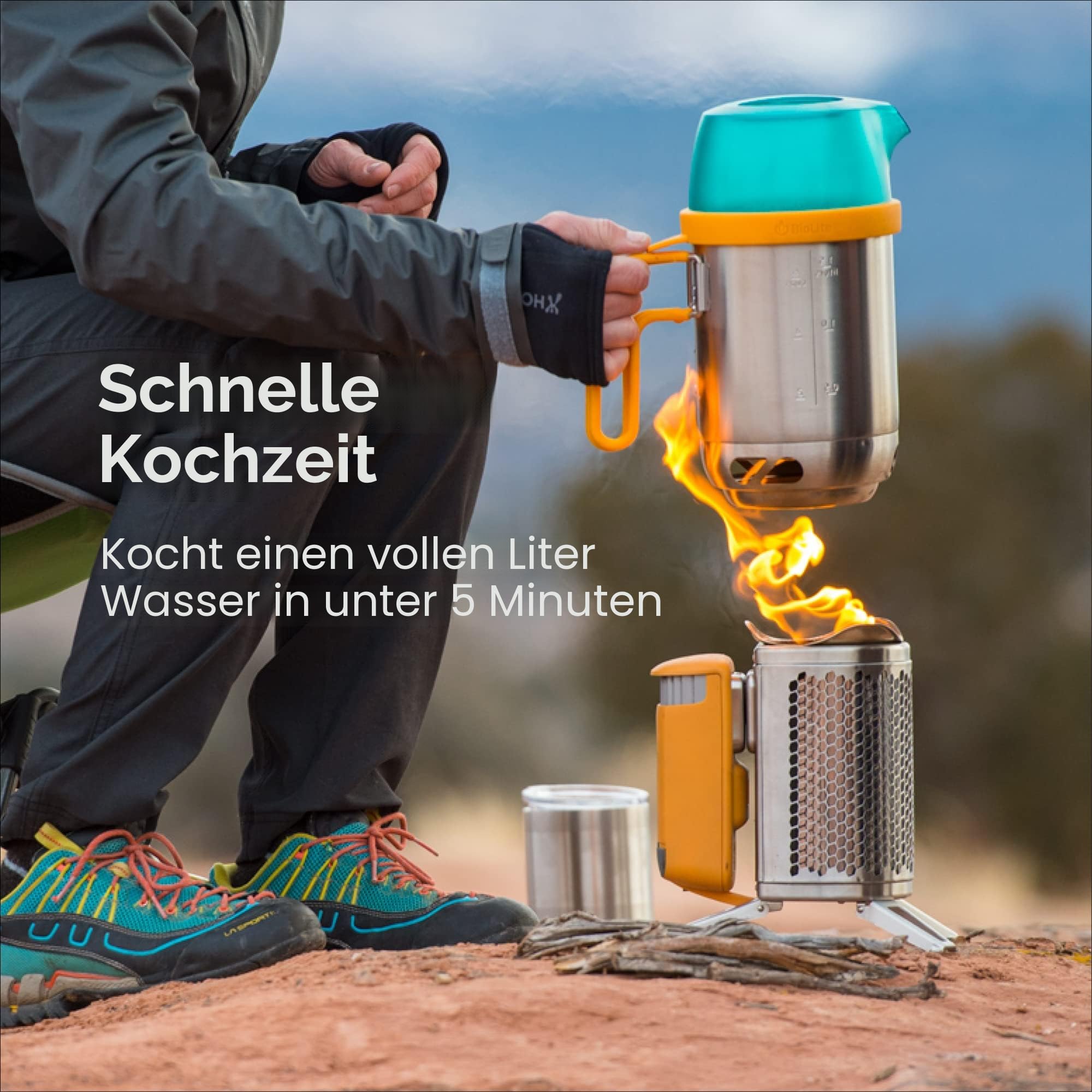 BioLite Campstove Campingkocher mit 2 Holzbrennern, Stromerzeugung und USB-Aufladung