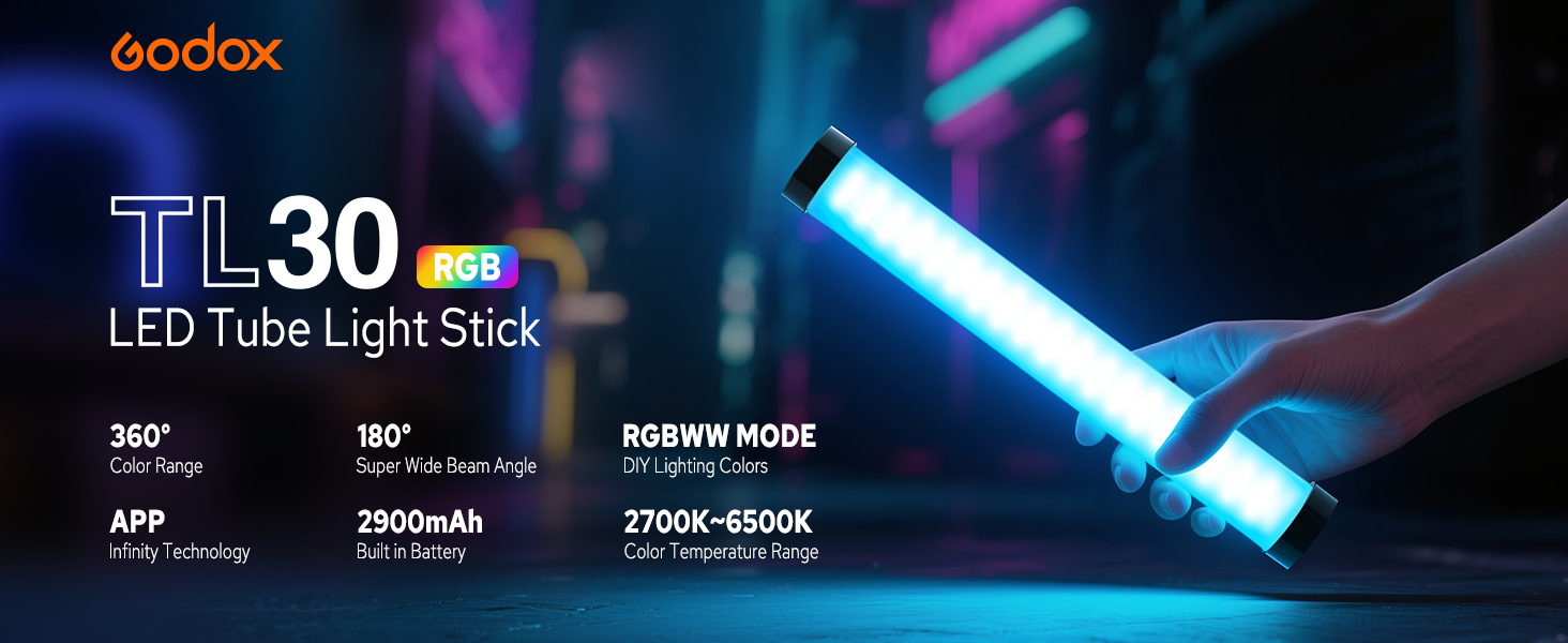 Amazon.com : Godox TL30 Tube Light, Magnetic RGB Led Video Light