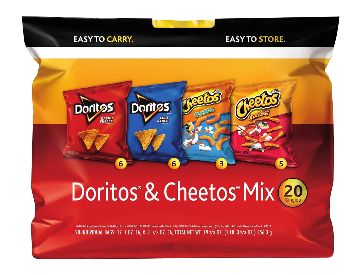 FritoLay Doritos and Cheetos Chips & Snacks Multipack, 20 ct