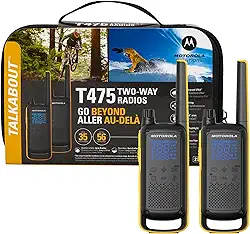 Motorola Solutions Rádio bidirecional extremo T475 preto com amarelo recarregável pacote com dois