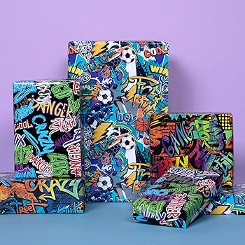 Amazon.com: PlandRichW Graffiti Wrapping Paper Folded for