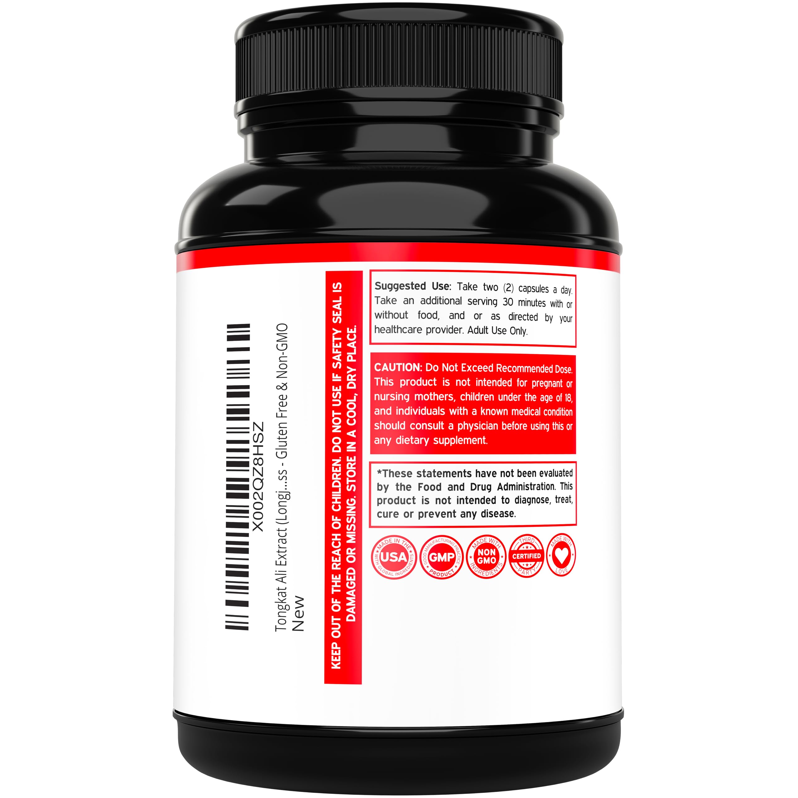 Tongkat Ali For Men (Longjack) Eurycoma Longifolia Extract 1200mg Per Serving, 120 Capsules - Longjack Tongkat Ali for Men's Health & Vitality Support - Third Party Tested, USA Made & Non-GMO — Amazon image 3