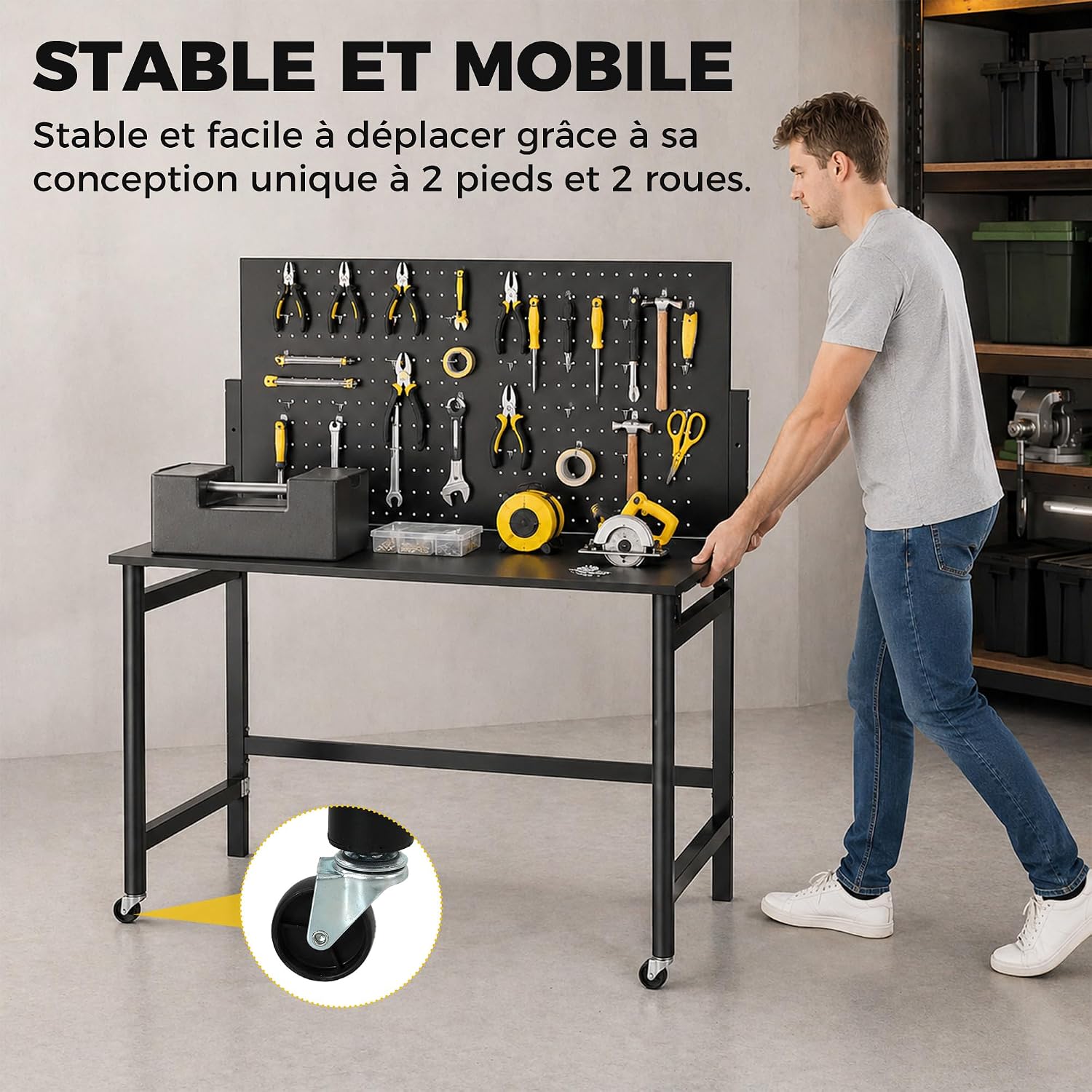 établi pliant roulettes – vue détaillée