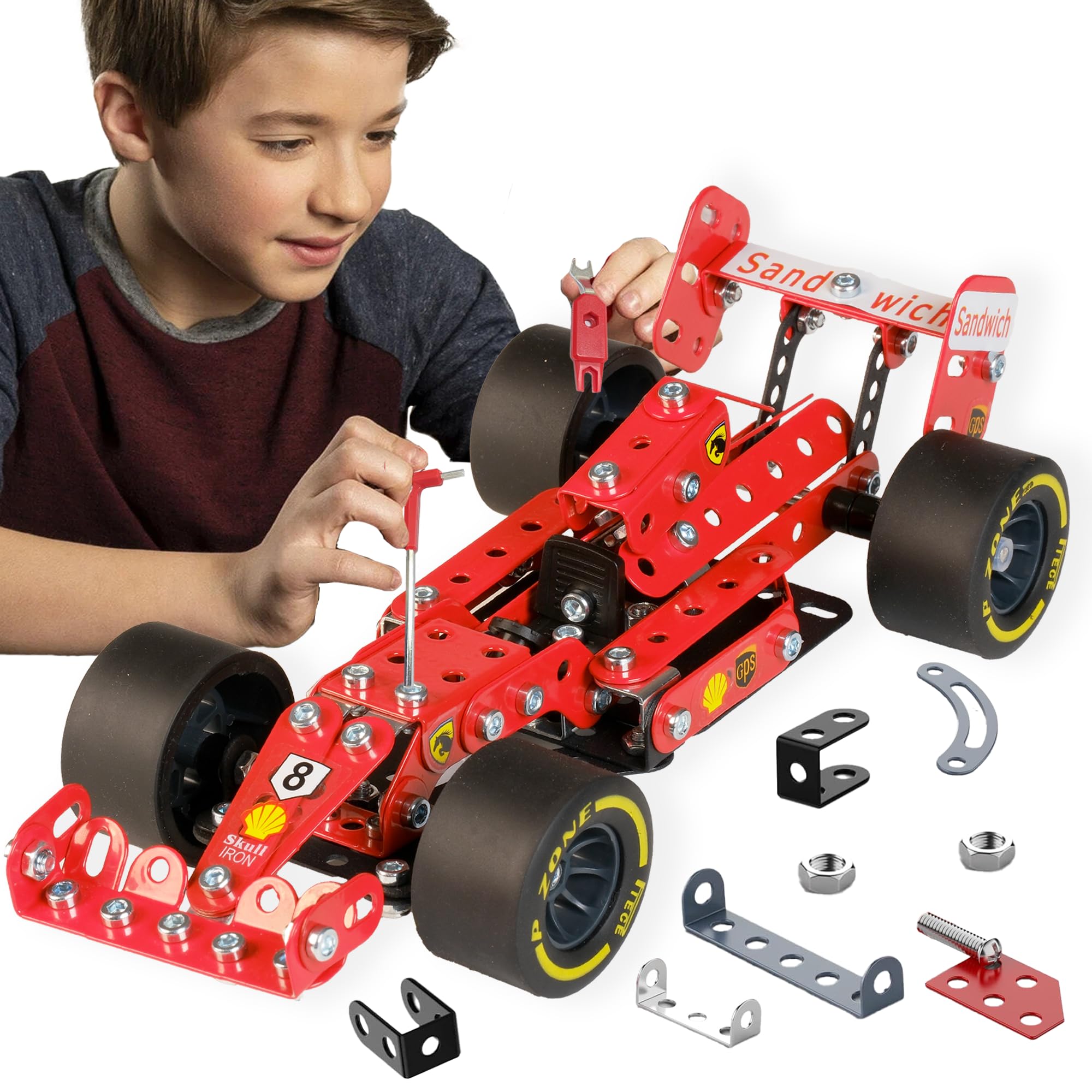 STEM Model Car Building Kit - DIY Science Projects Toys for Kids Ages 8-12-16, Fun Assembly Erector Toys Sets Model Car Birthday Gift for Kids Girls Boys 8 9 10 11 12 Years Old