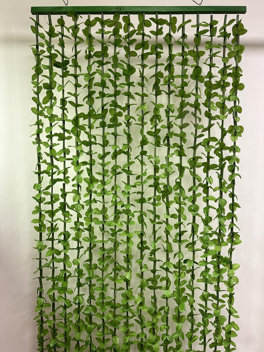 FlavorThings Tropical Flower Curtain Fabulush Fabric Flowers Beaded Bamboo Curtain or Doorway Room Divider Party Wedding Kids Bedroom Decorations- Green Leaves with Green Beads - Image 6