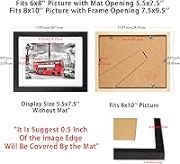 Vista 3 de BOJIN Marcos de Fotos de 8x10 pulgadas Negro, Madera Maciza Muestra Fotos de 6x8 con Paspartú o 8x10 sin Paspartú, Decoración del Hogar de Mesa