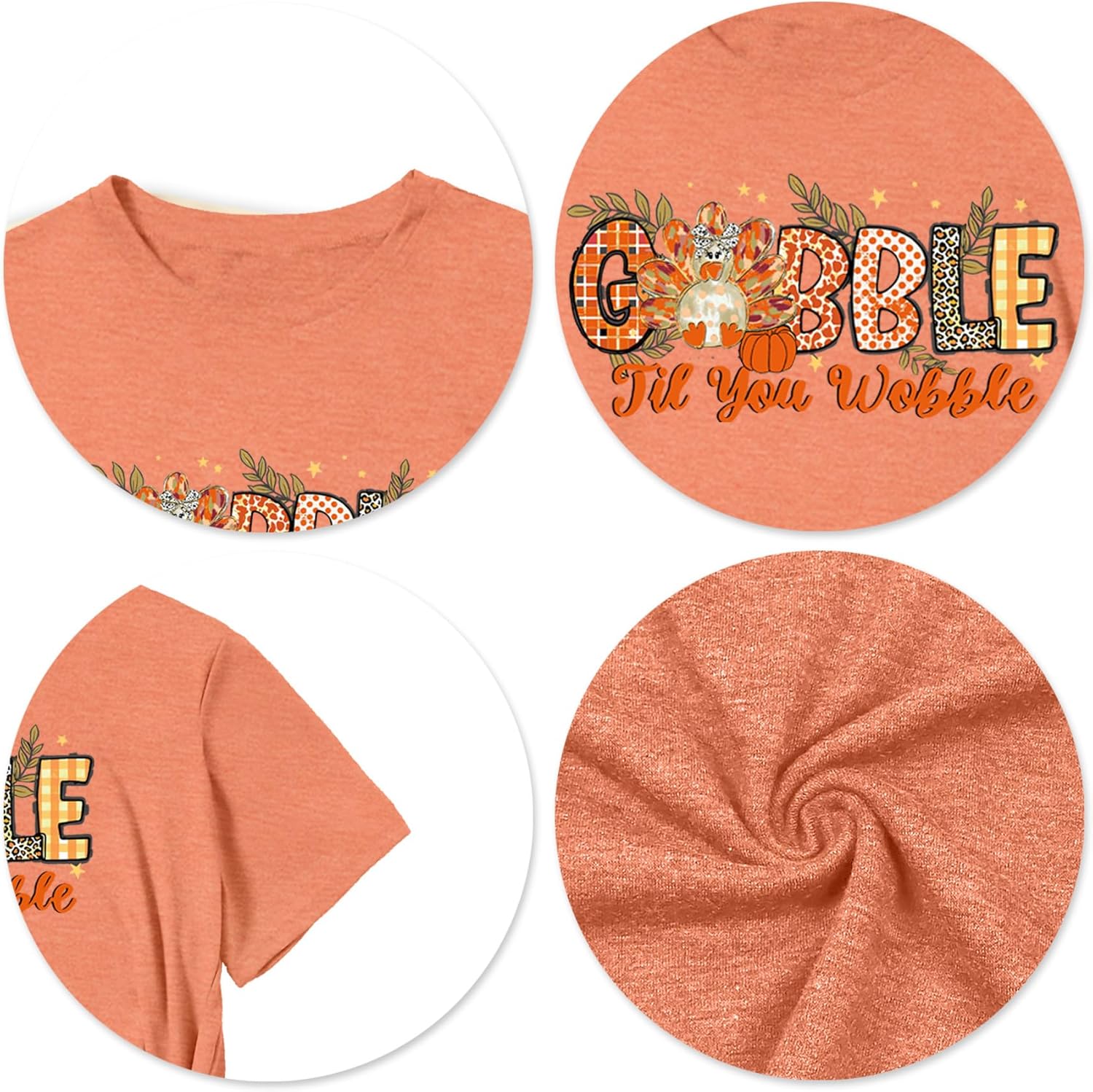 Thanksgiving Gobble Shirt Women: Funny Turkey Graphic Tee Shirts Fall T-Shirt Thankful Short Sleeve Tops - Image 5