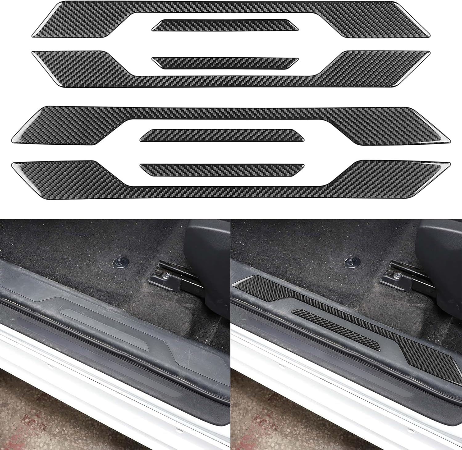 NVCNX Real Premium Carbon Fiber for Toyota Tundra 2022-2026 2023 2024 2025 Door Sill Scuff Plate Door Entry Guard Protector Cover Interior Trim Accessories Overlay Sticker 8PCs not for Extended Cab