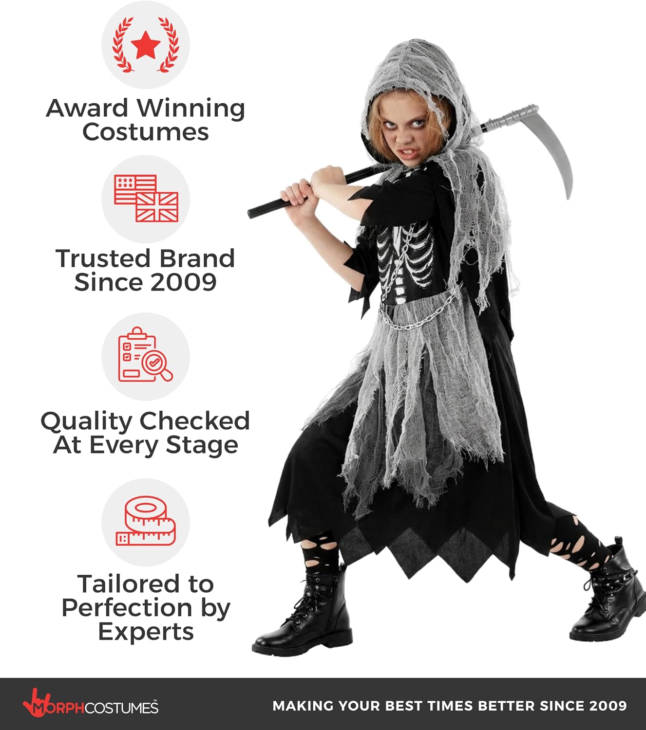 Morph Girl Grim Reaper Costume, Grim Reaper Girl, Scary Girls Costume Kids, Halloween Costume Girls, Halloween Costumes Kids