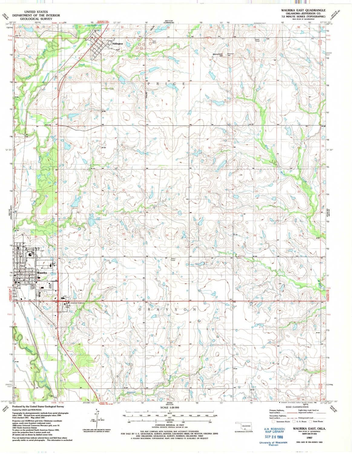 YellowMaps Waurika East OK topo map, 124000 Scale, 7.5 X