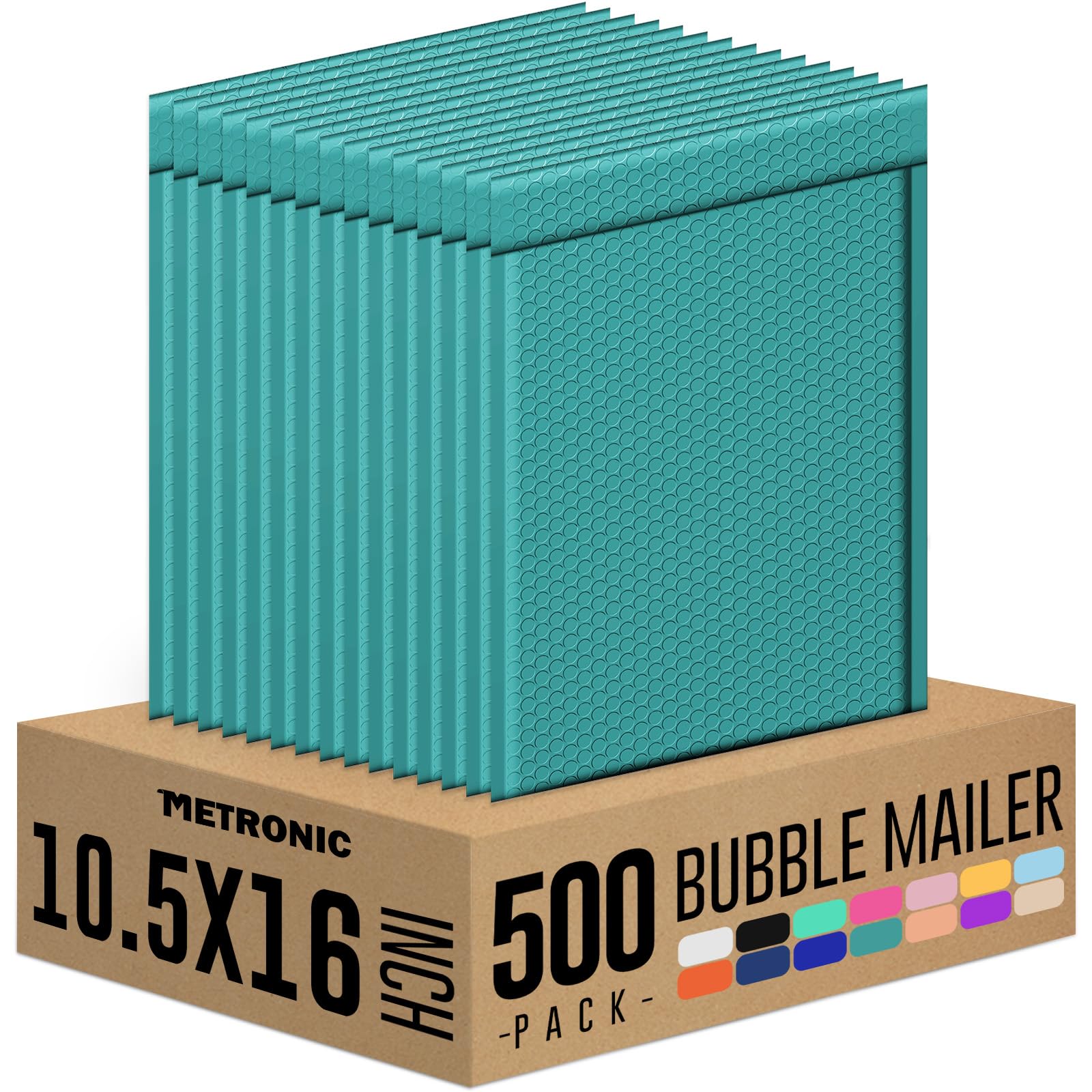 Metronic Large Bubble Mailers 10.5x16 Inch 500 Pack Forest Green Bulk
