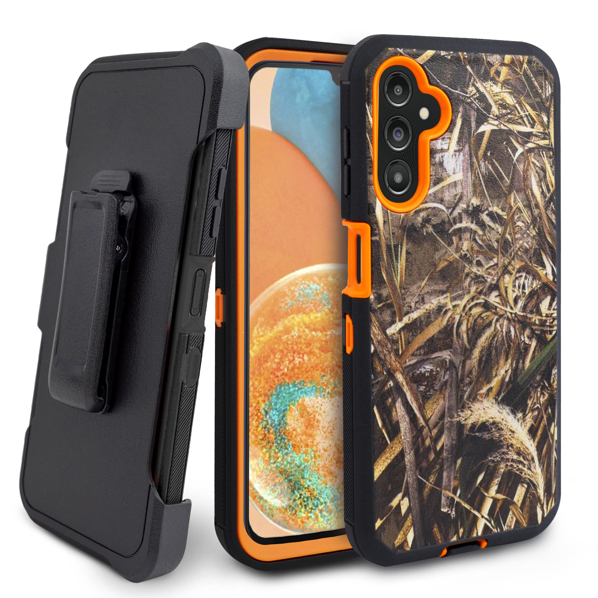 Jackpot Wireless Case with Belt-Clip Holster for Galaxy A14 5G Drop Full Body Rugged Shock Dust Proof Phone Cover with Built in Screen for Samsung A14