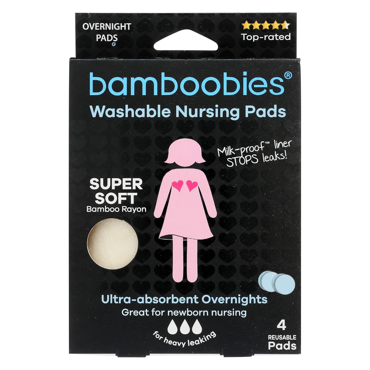 Bamboobies Overnight Washable Nursing Pads 4 Count, 4 CT Baby
