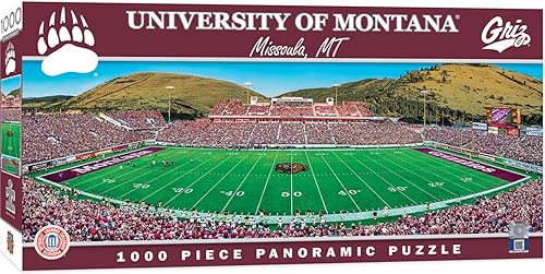 MasterPieces - Rompecabezas de 1000 piezas, NCAA Montana Grizzlies, vista panorámica del estadio de fútbol, divertido para adultos y familia, 13 x