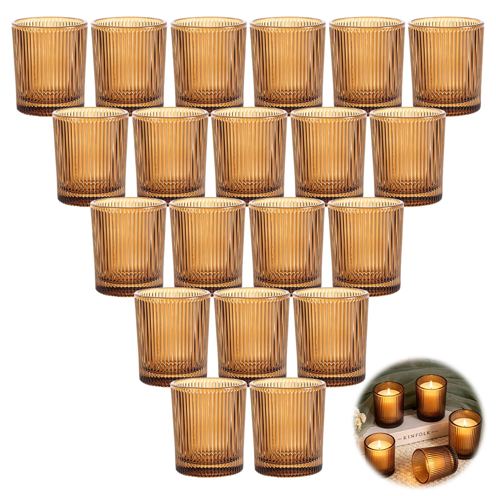 LOPYXBR 20 Pcs Tea Light Candle Holders,Amber Candle Holders