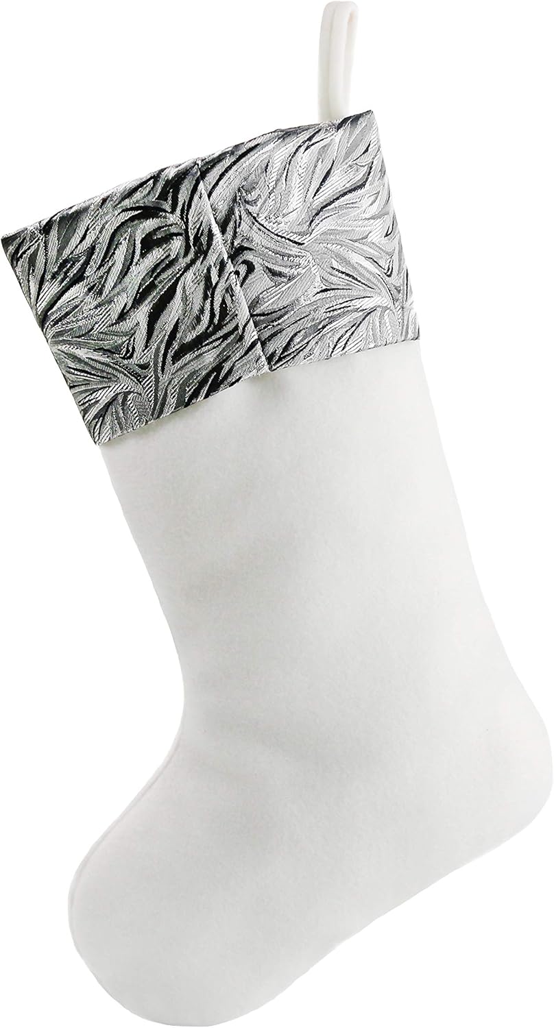 BSTAOFY Christmas Stockings Set of 4 Soft Non-Woven Patterned Santa Claus Animals Socks for Assorted Xmas Tree Hanging Decor Party Ornaments Gifts Kids, Silver - Image 6