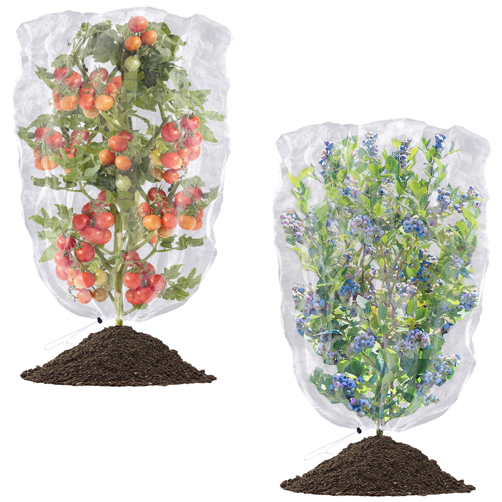 Tnfeeon Giardino Piante Frutta Mirtilli Cespugli Rete di Protezione Coperture Borse con Fascia Elastica Copertura Protettiva per Pomodori Rete Barriera Barriera per Uccelli Maglia per