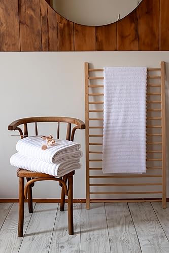 Miniatura 2 de Classic Turkish Towels Juego de 3toallas de baño extragrandes de la colección Brampton acanaladas de lujo de 100 algodón turco gruesas y absorbentes