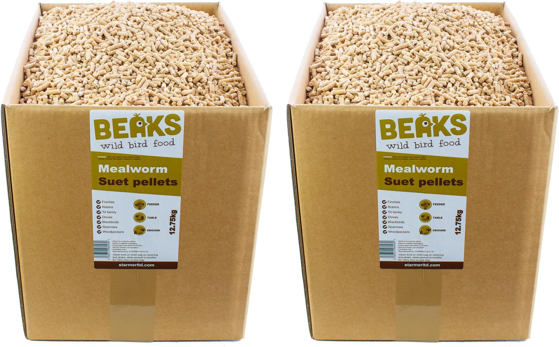 BEAKS BERRY & NUT suet feed pellets for wild birds 12.75kg box with