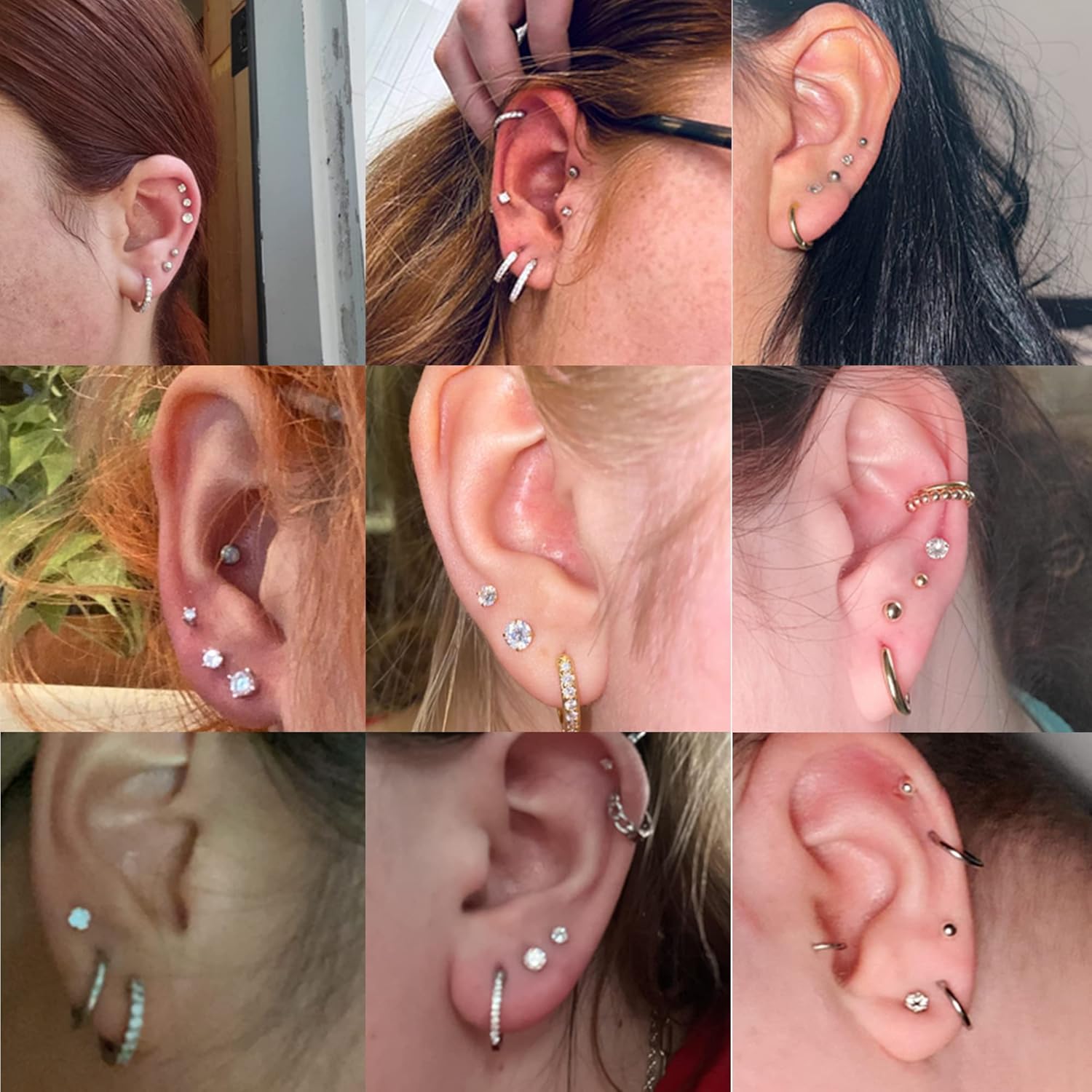 FASACCO 14K Gold Earrings for Women Men 925 Sterling Silver Post Earrings Studs Hypoallergenic Small Ball CZ Hoop Stud Earring Sets for Multiple Piercing - Image 6