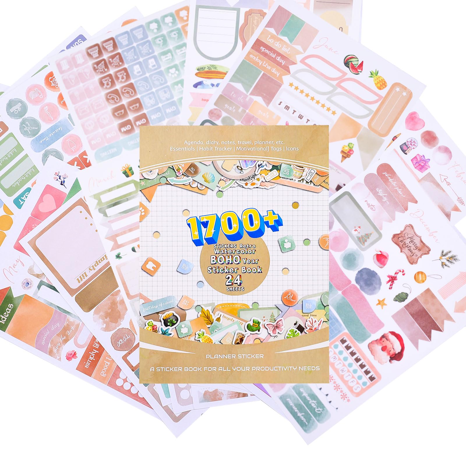 Snapklik.com : 24 Sheets Boho Budget Planner Stickers, Stickers For