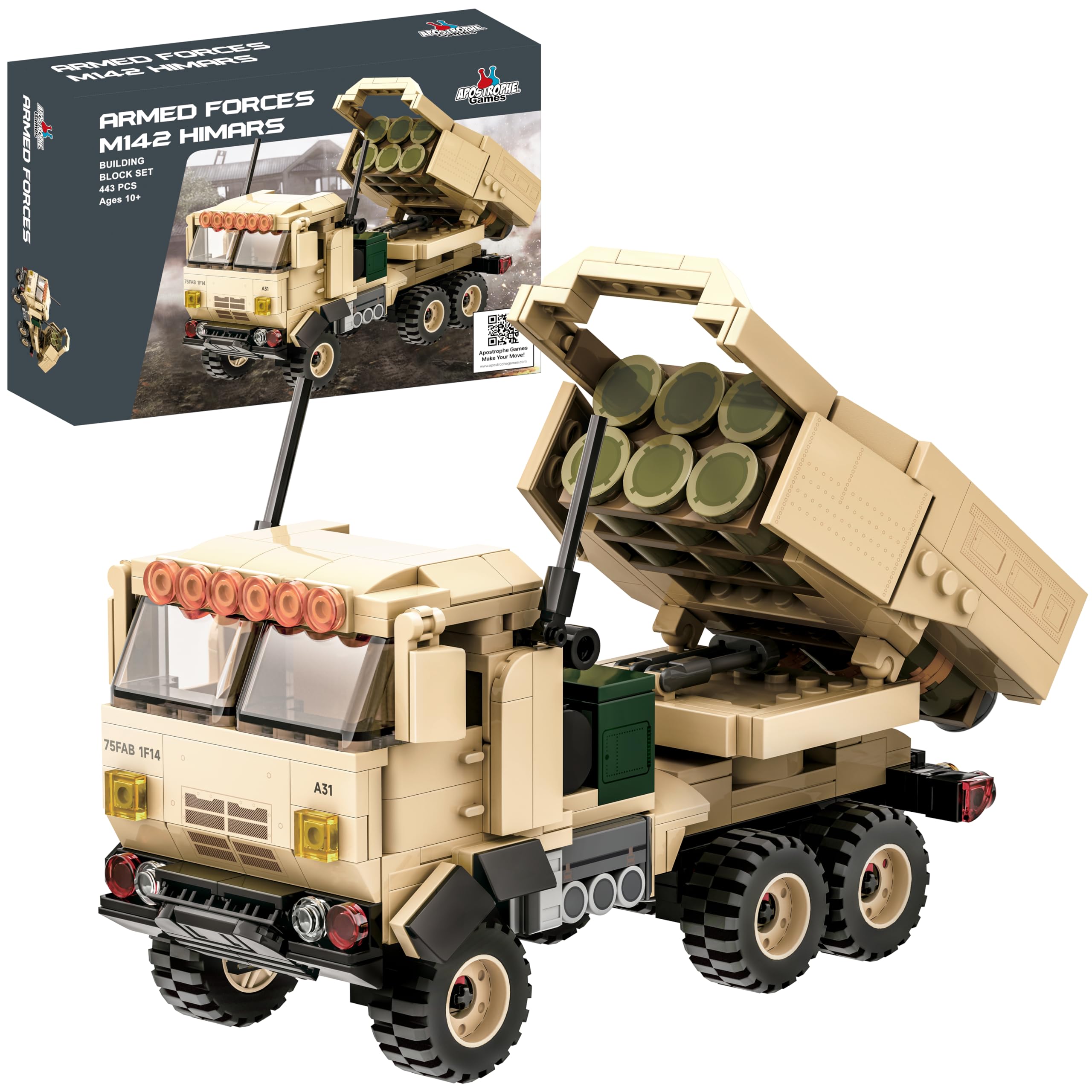 M142 HIMARS Building Block Set - 443 Pcs - Armed Forces, Military Building Toy Set - Toy for Kids 10 to Adult - High Mobility Artillery Rocket System