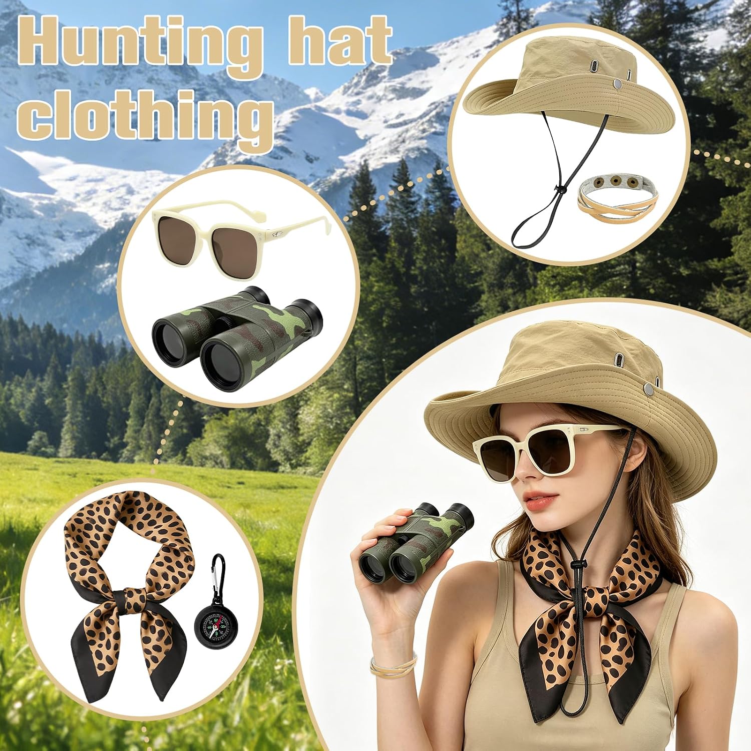 Safari Costume Accessories Set for Women, Adult Zoo Keeper Outfit image 2