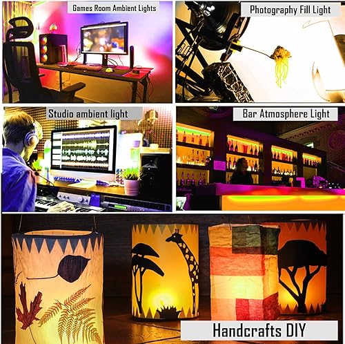 Vista 111 de Ourbest Luces de neón con retroiluminación EL, panel electroluminiscente cortable, hoja de lámpara de papel, luces suaves para bricolaje, 3 modos