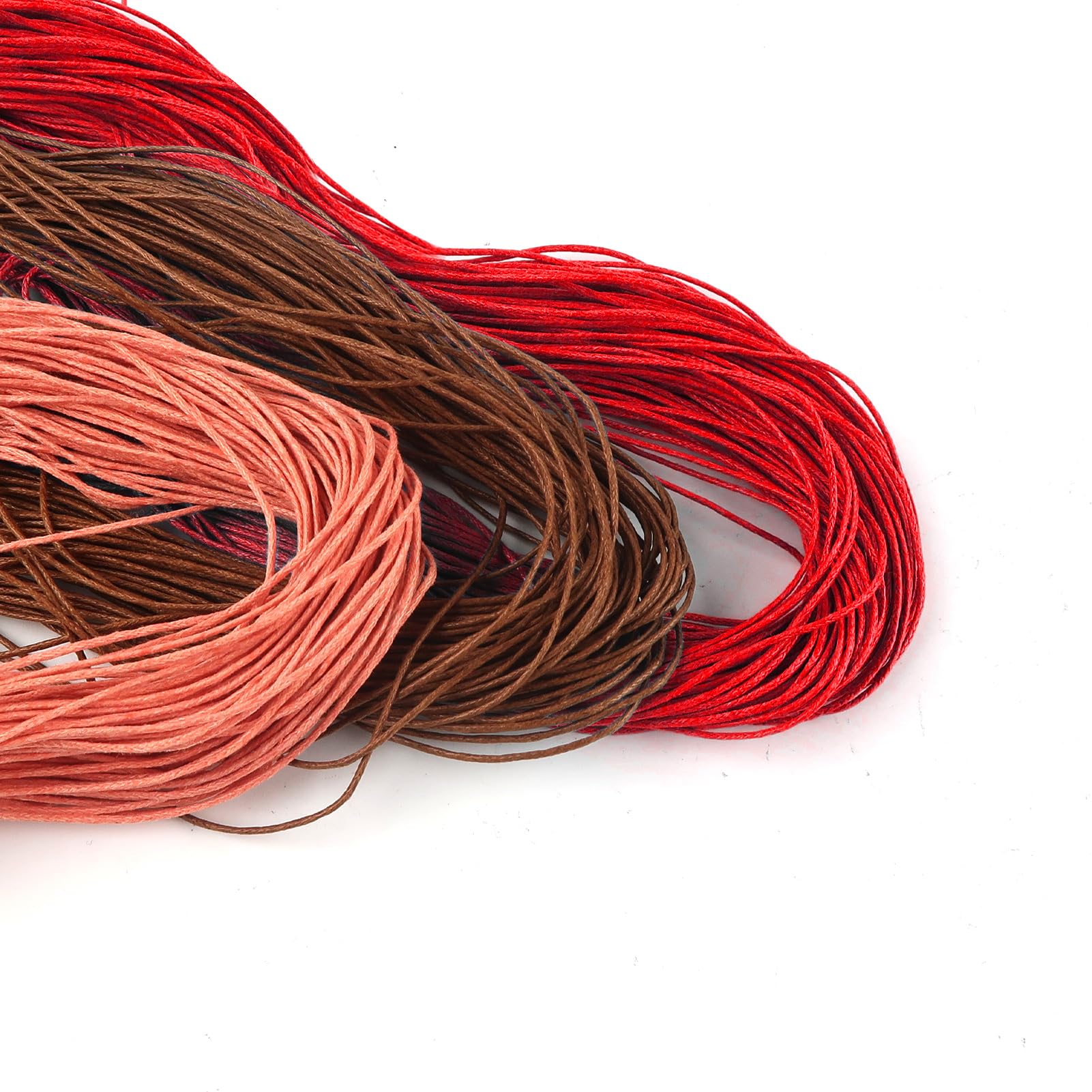 TOAOB Waxed Cotton Cord 1mm 105m Peach Pink Dark Brown Red