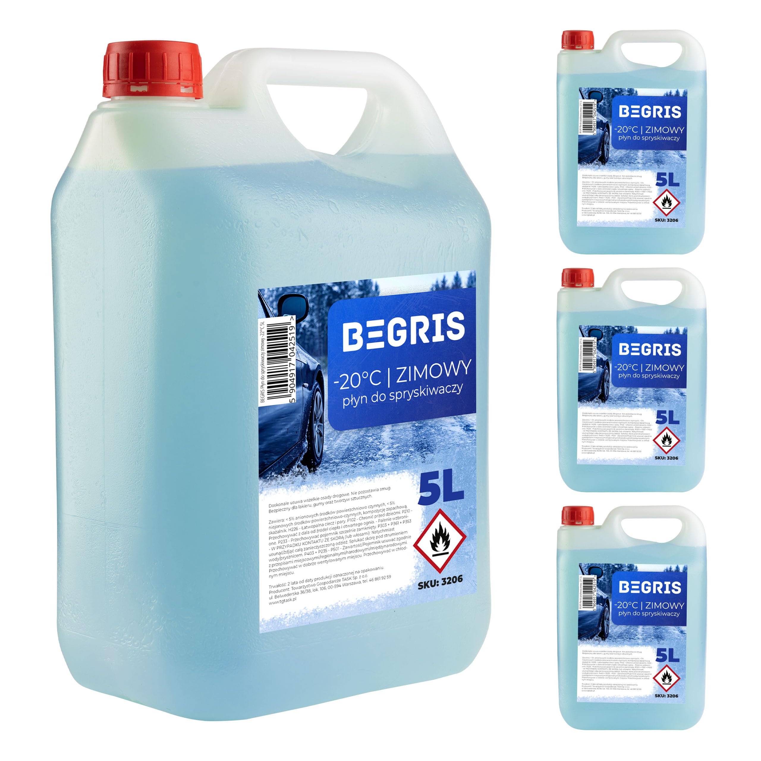 Winter Scheibenwaschflüssigkeit 4x5L -20 Grad, Hochwertiger Scheibenwischwasser Fruchtduft, Scheibenwischerflüssigkeit Verleiht Glanz, Entfernt Schmutz Ethanol