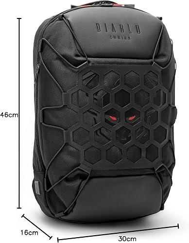 Diablo Sac à dos scolaire de randonnée - pour ordinateur portable - Imperméable à l'eau - Fermeture à glissière - Port de charge USB - Nombreuses poches -Antivol - 9