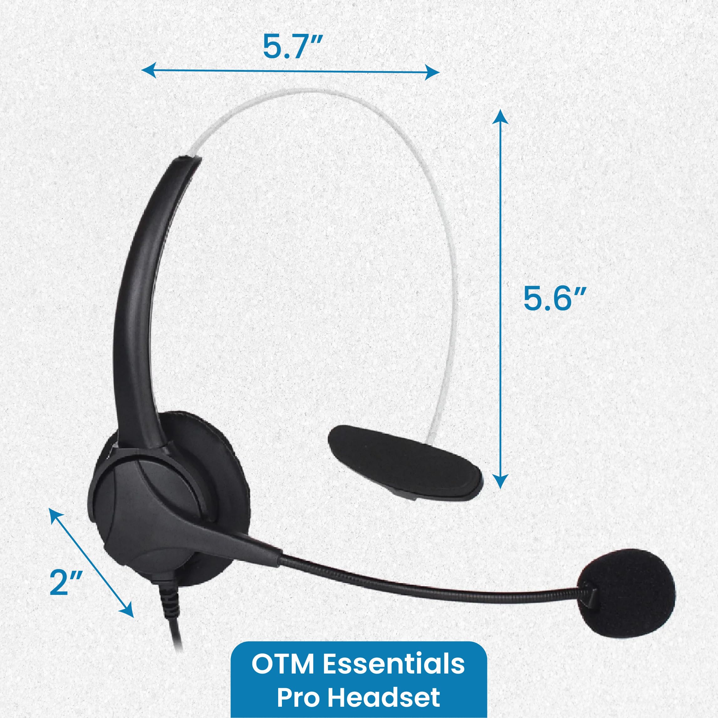 OTM Essentials Pro Headset, Noise-Canceling Headphones, On-Ear Design, in-Line Volume Control, Headset with Mic and USB, Quick Plug and Play