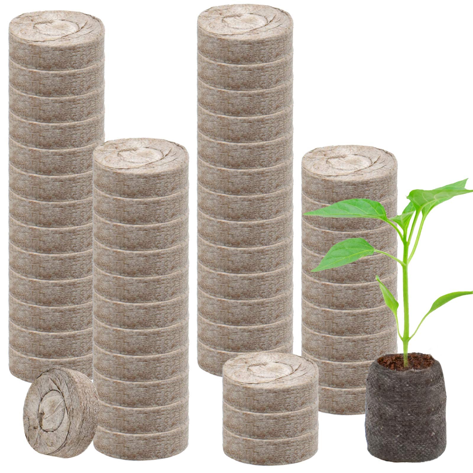 FDTY 50 Pcs 30mm Peat Pellets Starter Pods, Compressed Starting Plugs Pellet Fiber Soil Helps to Avoid Root Shock for Planting Herb Flower Vegetables