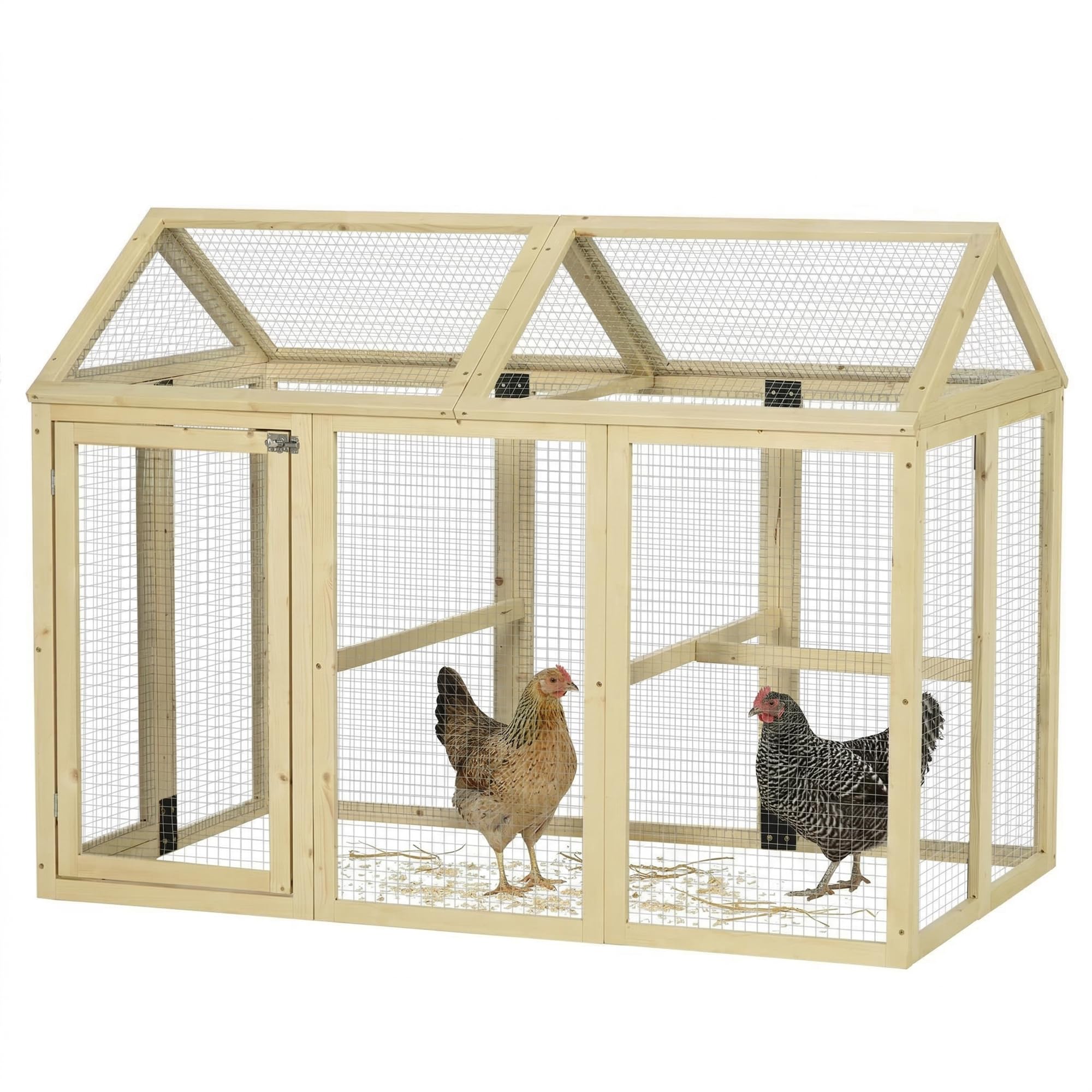 PawHut Chicken Run - Wooden Chicken Coop w/ Combinable Design - Natural wood finish  | TJ Hughes