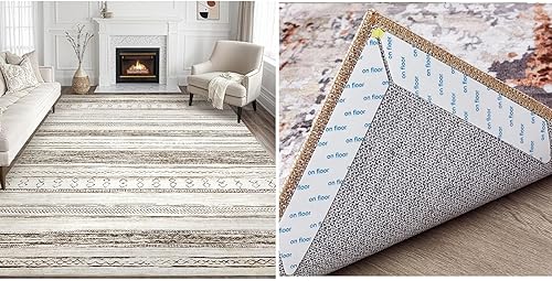 Tortania Alfombra de sala de estar de 9 x 12 pulgadas con juego de 10 cintas para alfombras