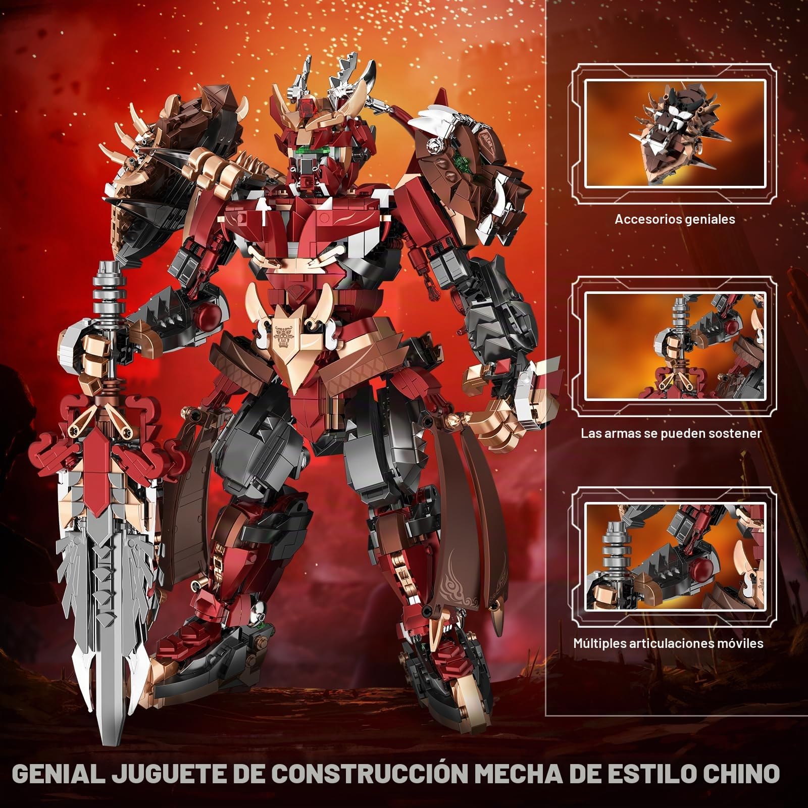 JMBricklayer Mech Robots 70160 - Juego de construcción de robot para adultos, juguete Mecha con espada y articulaciones móviles, colección de modelos Mech, pantalla para el hogar, niños y niñas