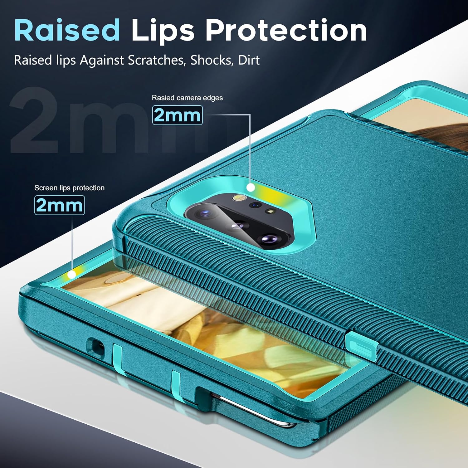 LeYi Compatible for Samsung Galaxy Note 10 Plus Case: Heavy Duty 3 in 1 Note 10 Plus Phone Case, Military Grade Shockproof Phone Case Cover for Samsung Note 10 Plus, Teal - Image 4