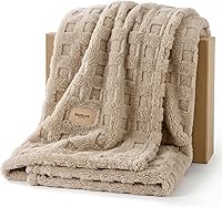 Bedsure Waffle Fleece Throw Blanket - Super Soft 300GSM Cozy Checkered Couch Blanket for Sofa Bed, 50x60 Tan All-Season Warm Gift for Women