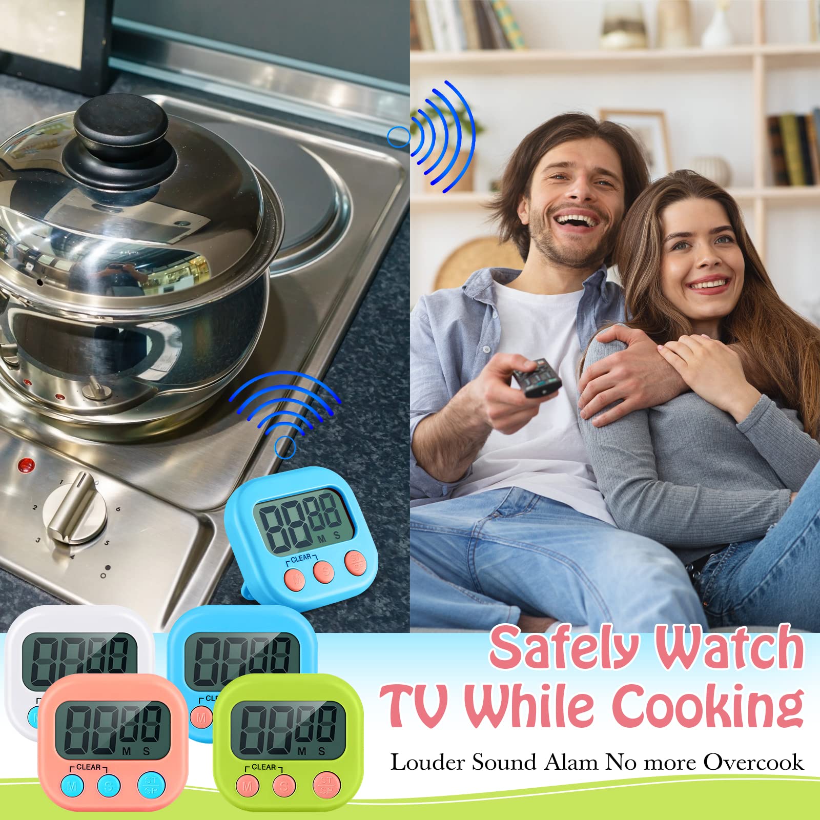 Xuhal 50 temporizadores digitales pequeños de cocina, temporizador magnético de cuenta regresiva, alarma fuerte, dígitos grandes, cronómetro, temporizador para cocina, hornear, deportes, oficina, no
