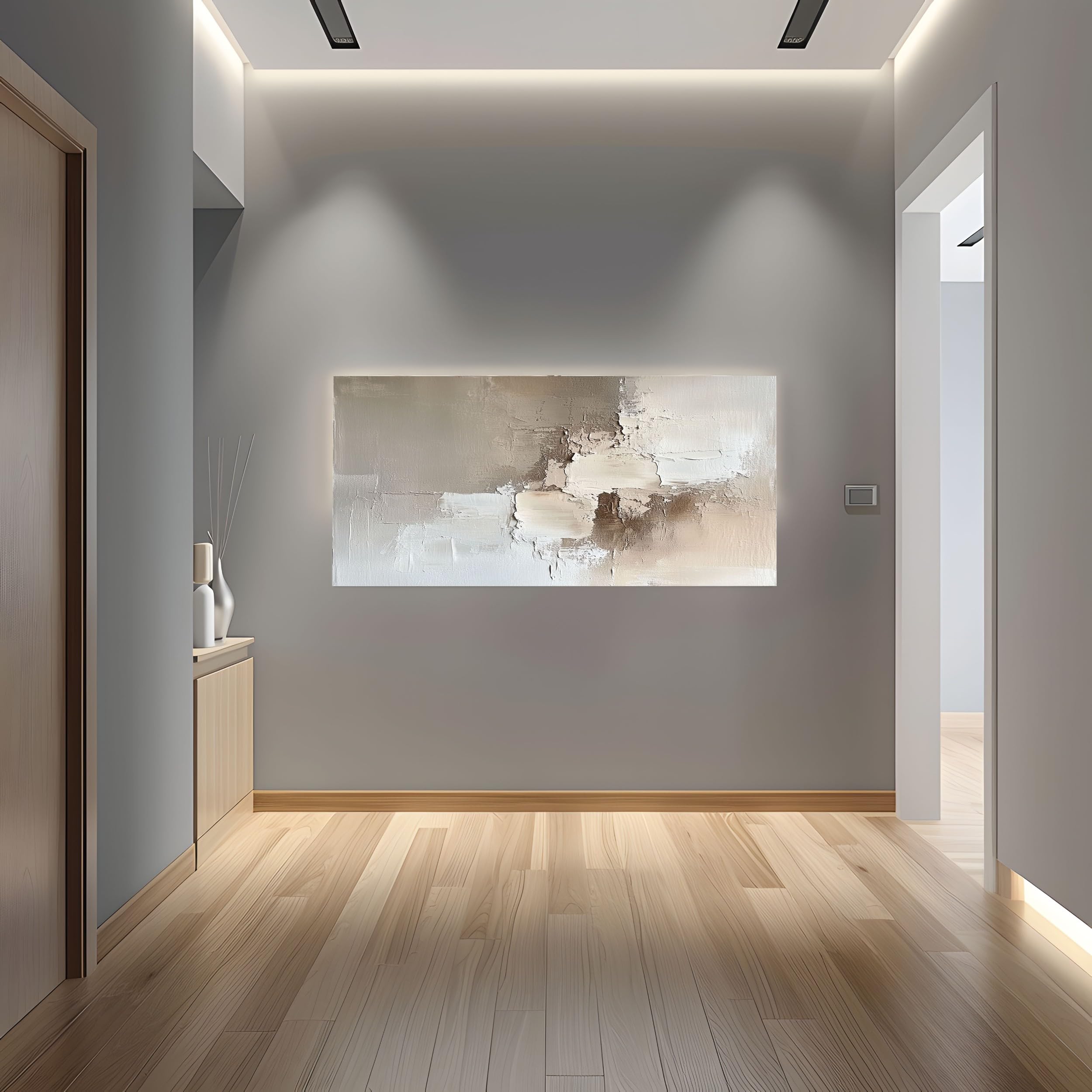 ZORYAN Quadri Moderni Soggiorno Su Tela Dipinto Ad Olio Geometrico 80x160cm | Astratto Bianco Stampe da Parete per Soggiorno e Camera da Letto, Decorazioni per la Casa, Quadretti da Parete