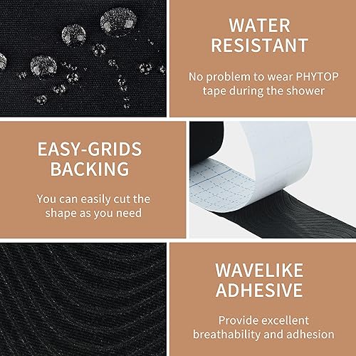 Miniatura 4 de Cinta muscular de kinesiología (paquete de 2 rollos) para atletas, cinta de kinesiología para fisioterapia, no precortada, color beige