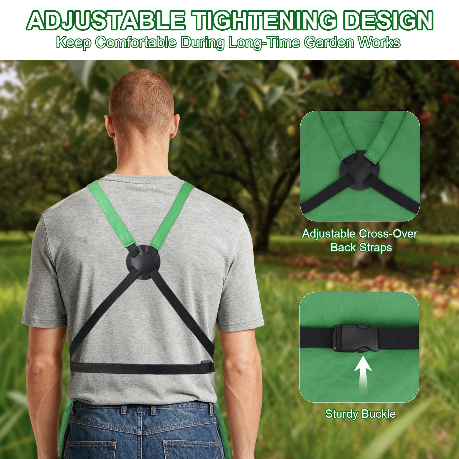 Gartenschürze, Ernte-Schürzen mit Taschen für Damen und Herren, Segeltuch, Gartengeschenke für Mutter, Papa