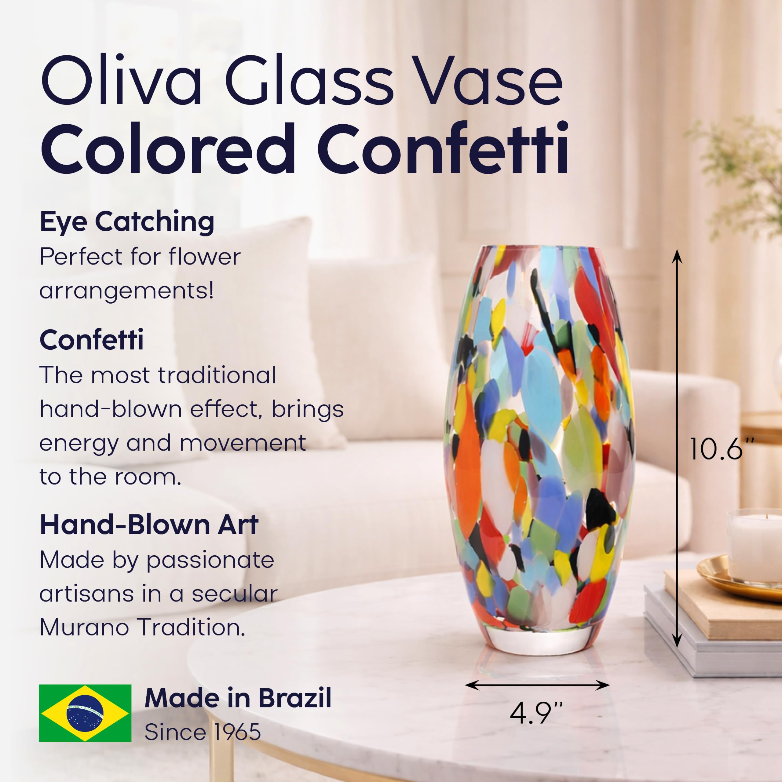Ca D Oro Colored Glass Vase Confetti Effect Hand Blown Murano