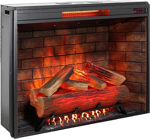 Miniatura 7 de CZBZ 33-inch Infrared Electric Fireplace Insert with Removable Trim Kit, Touch Panel Control, Adjustable Flame & Crackling Sound for Wall-Mount or