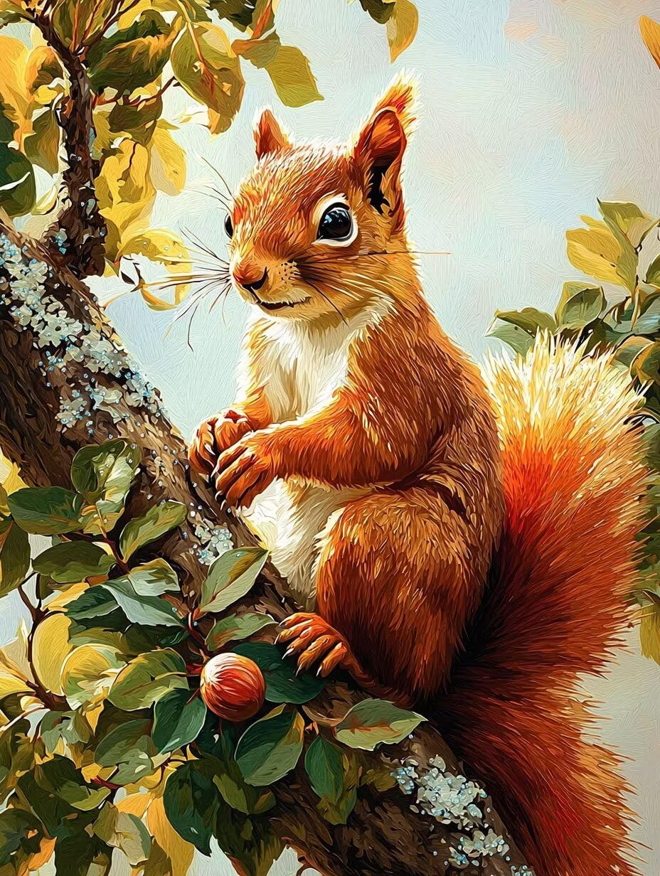 WEISHIWE Dipingere con i Numeri Adulti Scoiattolo animale, 80x100cm s-203 | Paint by Numbers Kit con Pennelli e Acrilico Pigmento, Fai da te Olio La Pittura di Numeri Kit, Decora la Casa, senza Cornice